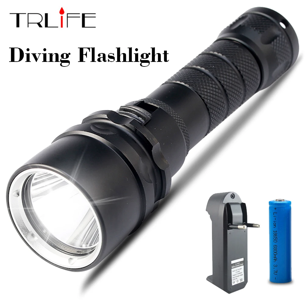 10000 люмен Подводное светодиодный Диви фонарик L2 100 м подводный 18650 Flash Light факел