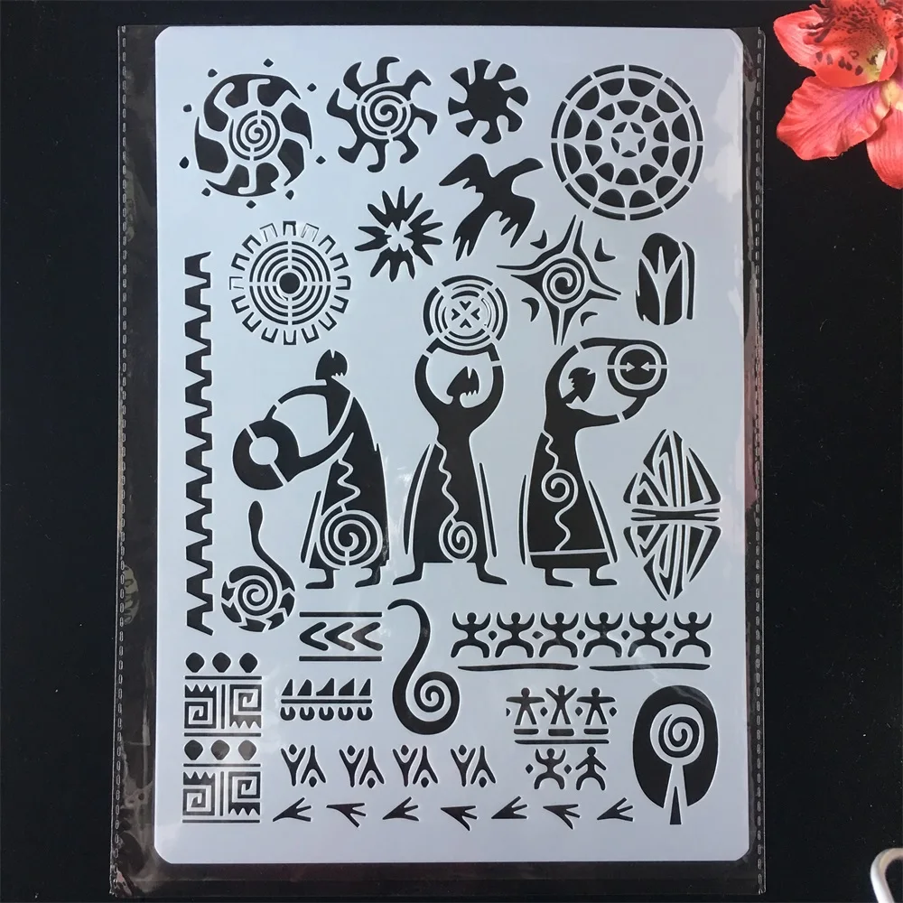 

A4 29cm Primitive Ancient Totem DIY Craft Layering Stencils Painting Scrapbooking Stamping Embossing Album Paper Card Template