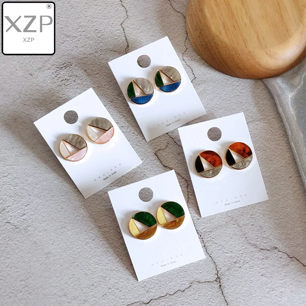 Женские серьги гвоздики из ацетата XZP японский и корейский красочный Сращивание