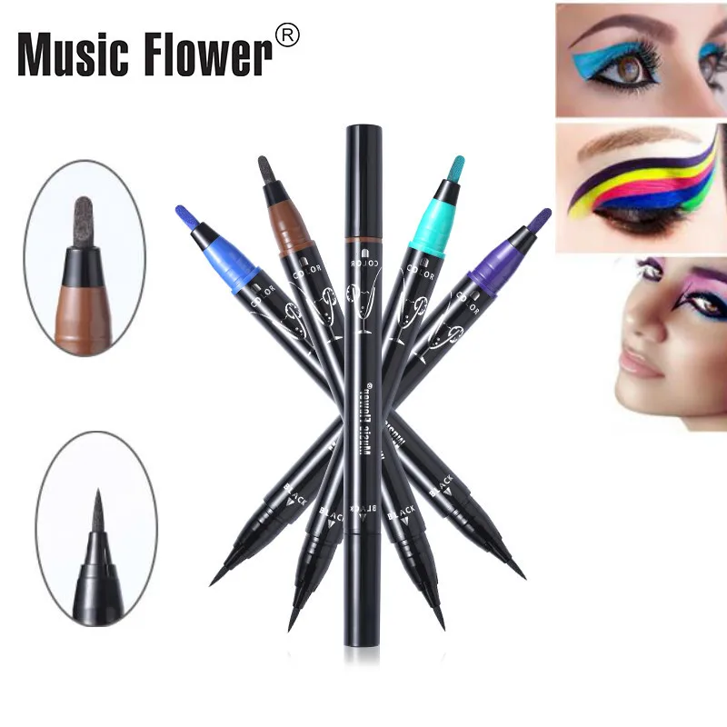 Жидкая подводка для глаз 2 цвета Водостойкая Подводка с музыкальным цветком