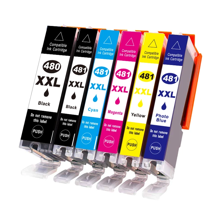 6 упаковок совместимый картридж Замена для CANON PGI-480XXL CLI-481XXL TS704 PIXMA TS6140 TS8140 TS9140 TR7540 |