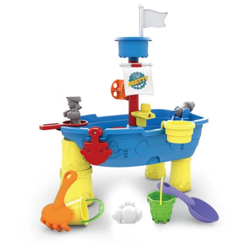 Beach boat-17piece Детские пляжные игрушки пляжный инструмент сочетание детский летний открытый большой размер играть песок пляжный стол игрушки для детей Подарки Brinquedos - Цвет: Beach boat-17piece