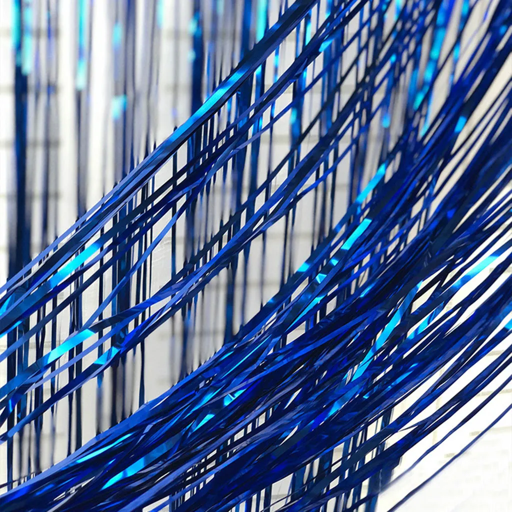 4 шт. шторы из фольги металлические с бахромой блестящая занавеска для дня