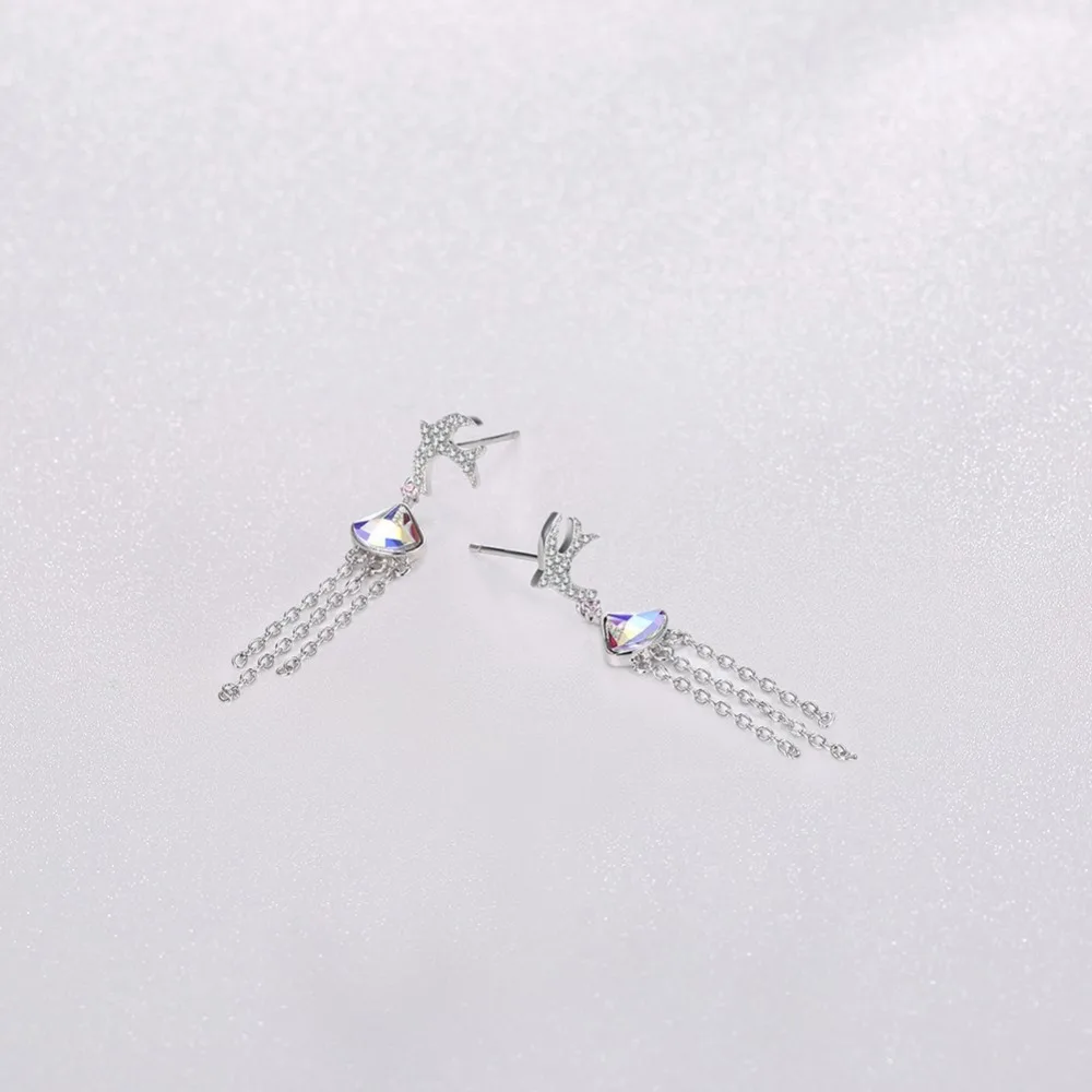 LEKANI/серьги-капельки Swarovski с кристаллами милые серьги из стерлингового серебра 925