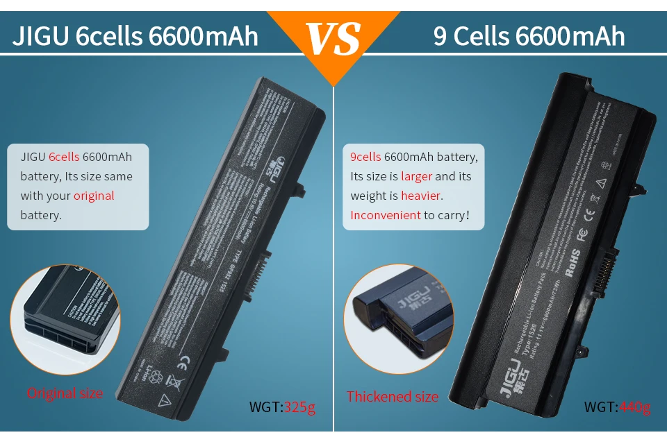 Jigu Аккумулятор для ноутбука Dell Inspiron 1525 1526 1545 1546 1750 GW252 GW240 GP952 PP42L PP29L PP41L K450N D608H RU583