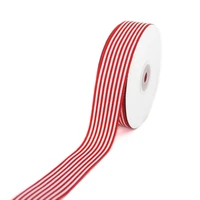 red grosgrain ribbon printed stripe for home wedding handmade gift diy crafts tape christmas decoration