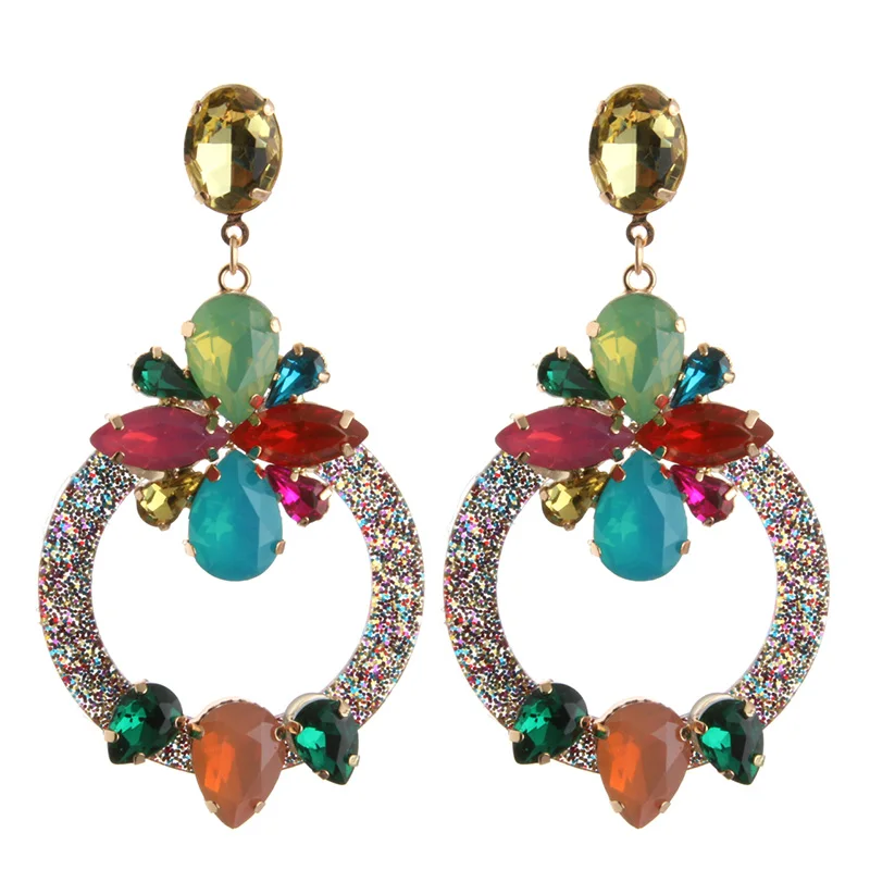 Висячие серьги NeeFu WoFu из смолы брендовые большие с кристаллами длинные