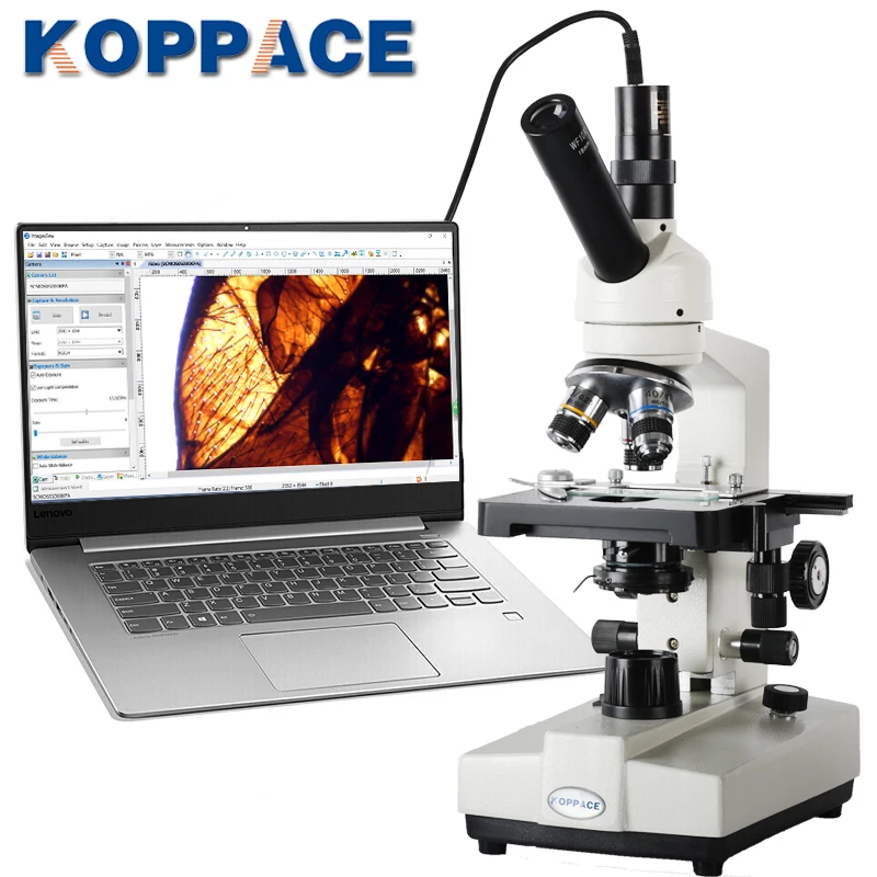 Монокулярный электронный Биологический микроскоп KOPPACE 40 640X окуляр 5 Мп USB2.0