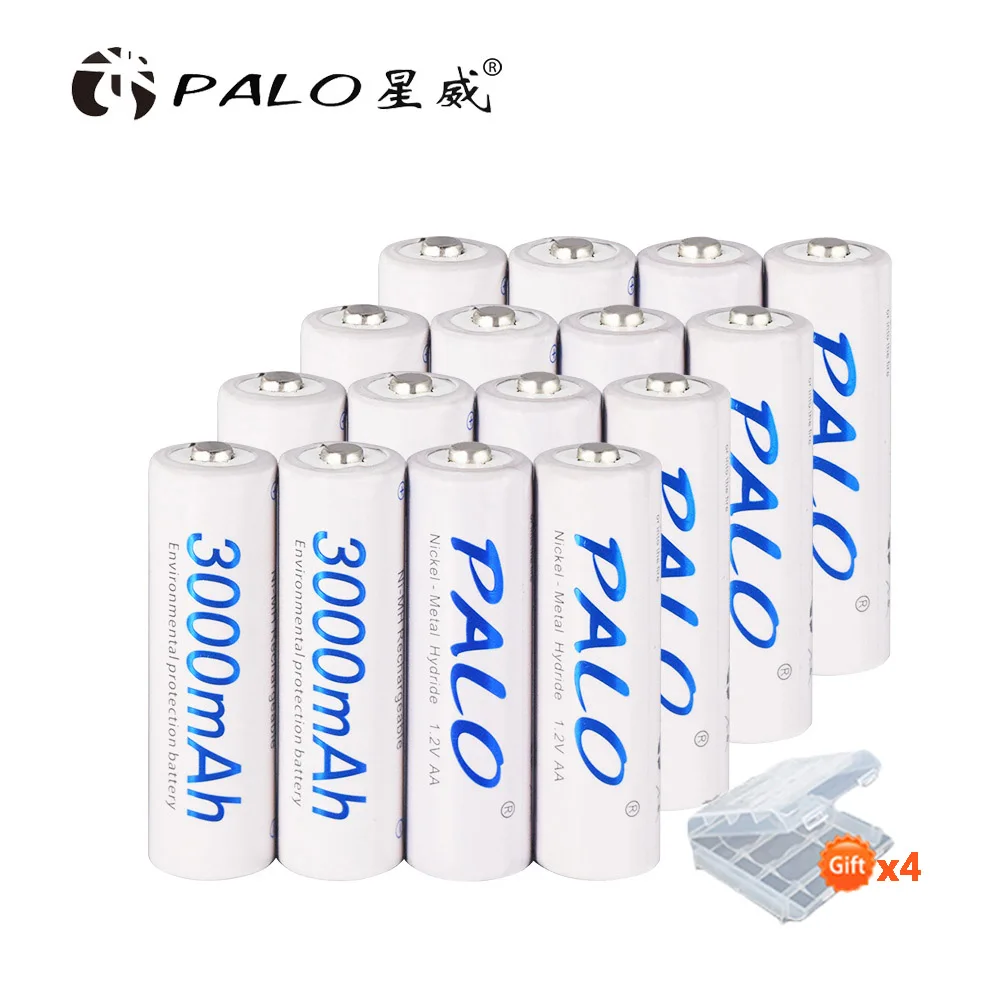 16pcs battery Palo ЖК-дисплей AA AAA зарядное устройство USB быстрая зарядка для AA AAA SC C D размер Ni-MH батарея с 1,2 в AA аккумуляторная батарея - Цвет: 16pcs battery