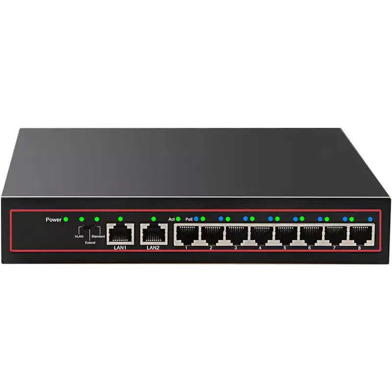 DIEWU 8+ 2 коммутатор POE портов 250 м POE Мощность Over Ethernet переключатель виртуальной локальной компьютерной сети встроенный Мощность поставка 10/100 м