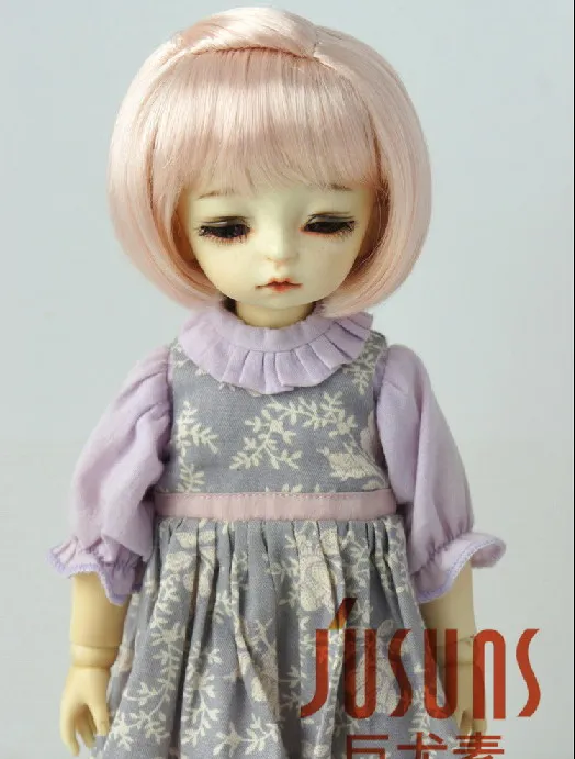 6-7incBlendpeachpink JD477 1/8 1/6 Прекрасный Средний БОБО пони BJD парик Размер 5-6 дюймов 6-7 дюймов мягкий синтетический мохер кукольные Парики Модные кукольные аксессуары - Цвет: 6-7incBlendpeachpink