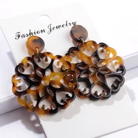women fashion temperament earrings geometric hollow flowers pattern acetate plate round exaggerated earrings for women gift