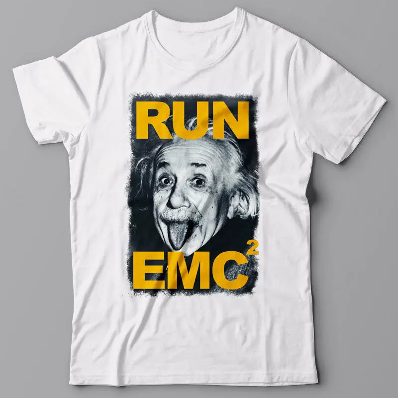 Забавная графическая футболка RUN EMC2 EINSTEIN PHOTO E = MC2 theory JDM|Мужские футболки| |