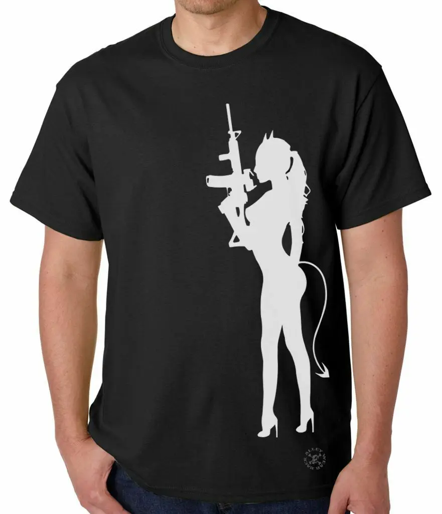 Devil Girl w/AR-15 футболка 2-я изменение пистолет c правами ~ Pin Up Babe AR15 | Мужская одежда