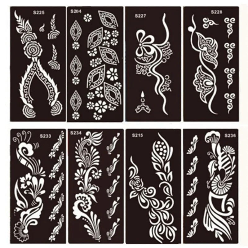 10 шт. цветок временная татуировка трафареты шаблон Mehndi хна Искусство Аэрограф