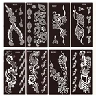 10 шт. цветок временная татуировка трафареты шаблон Mehndi хна Искусство Аэрограф Рисование одноразовые трафареты Менди шаблоны блеск
