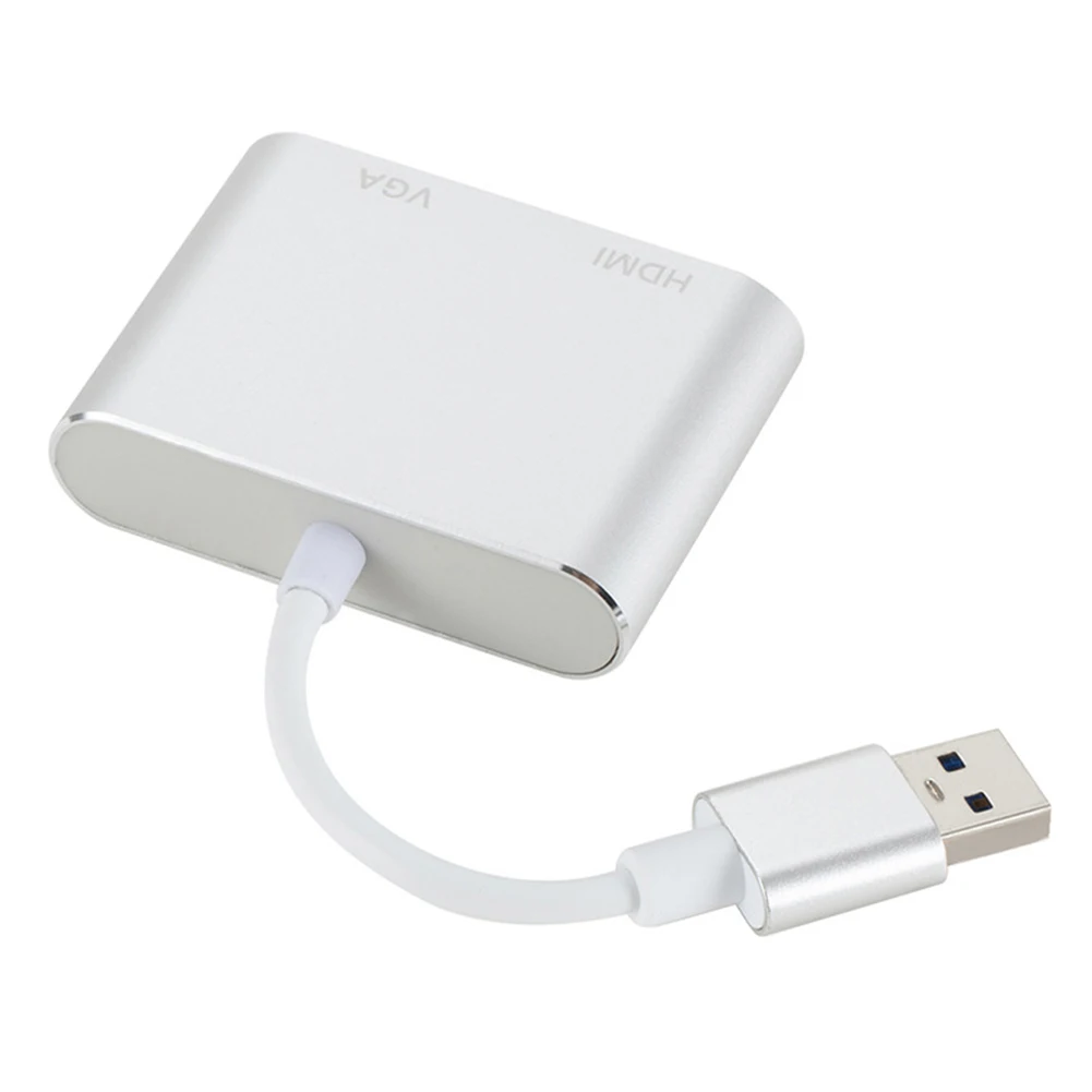 Portable Office HDMI VGA Compact USB3.0 Adapter 1080P HDTV Projectors External Audio Video Cable Multi-display 2 In 1 Monitors |