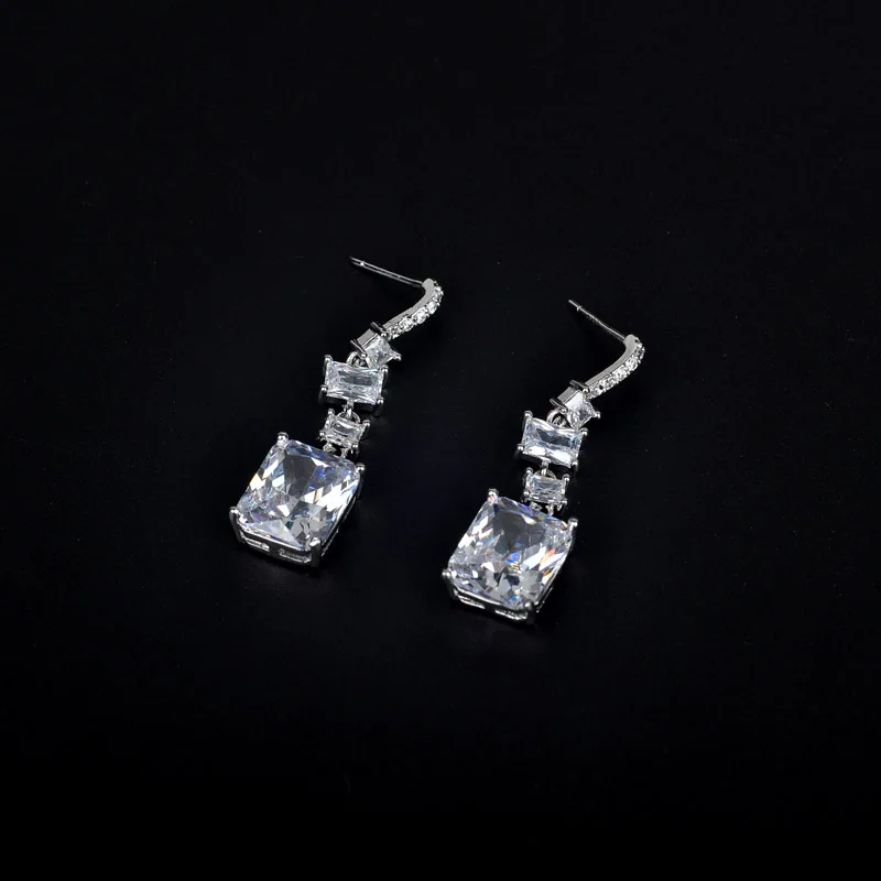 

Be 8 Hot Sale AAA CZ Statement Earrings Crystal Stone Square Shape Drop Dangle Earrings for Women Birthday Gift E489
