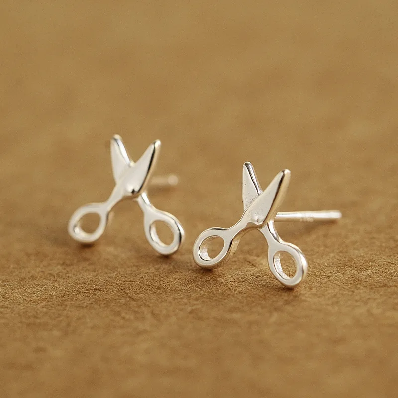 925 Sterling SV Creative cute scissors earrings for women gift | Украшения и аксессуары