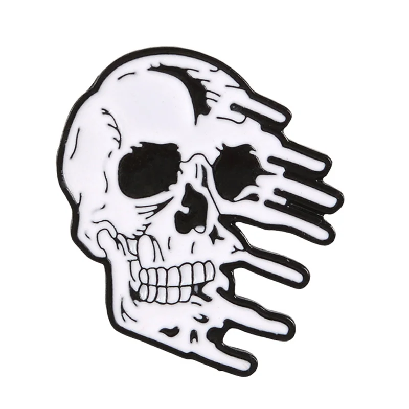 Броши в стиле панк булавка виде черепа черная бижутерия значок на подарок для