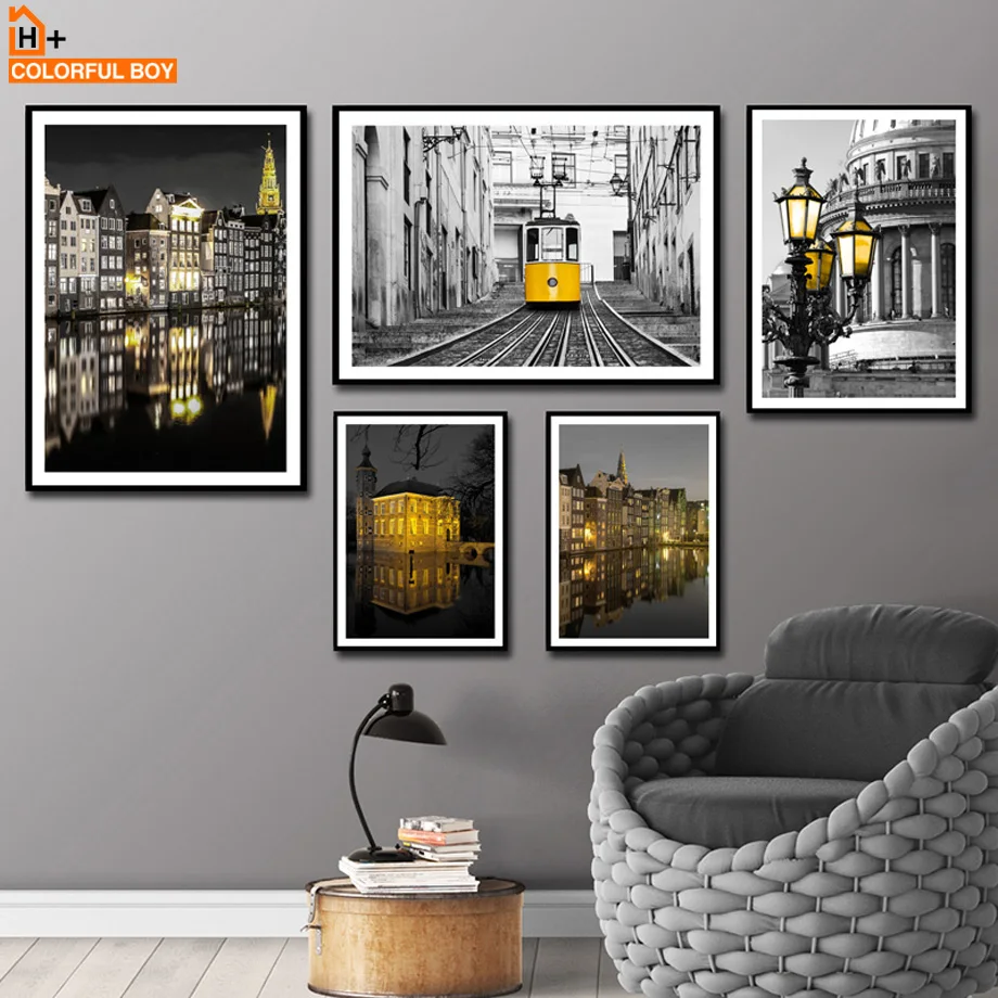 

Paris River House London City Train Wall Art Canvas Painting Nordic Posters And Prints Wall Pictures For Living Room Decoration