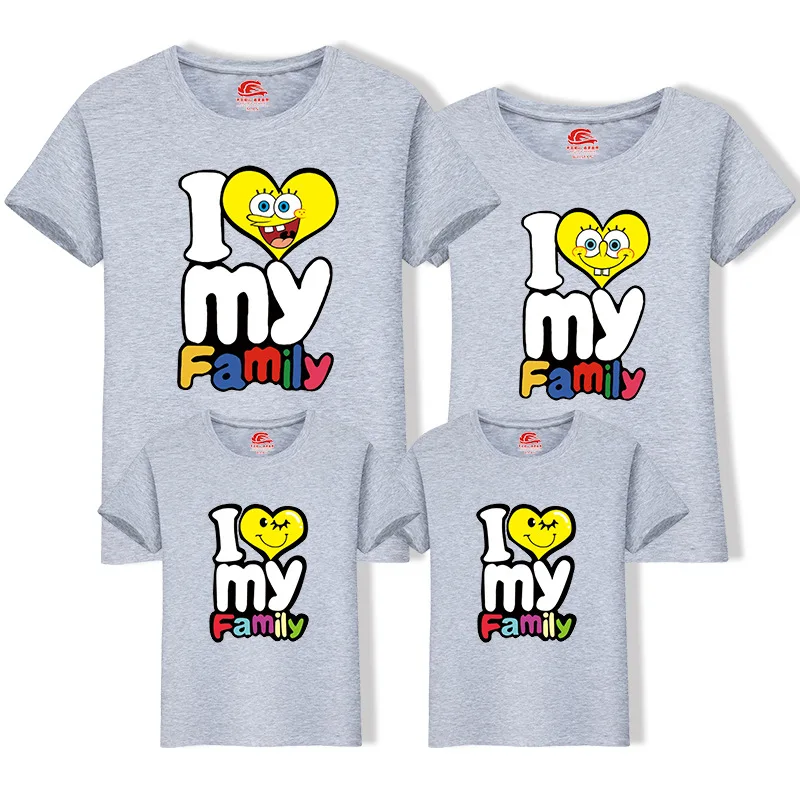 Jargazol/одинаковые комплекты Рубашки с надписью I Love Family Повседневная футболка
