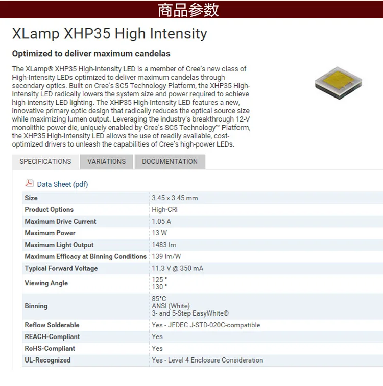 1 шт. 10 12 В высокая мощность 13 Вт новейший Cree XHP35 HI White 6500K светодиодный излучатель с