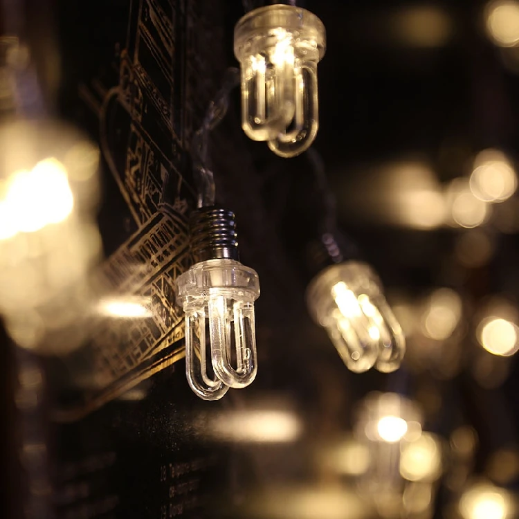Decorative Lights Kids U Type Transparent Bulb Christmas Garland Battery 20 Leds Night Guirlande String Chain Flasher | Лампы и