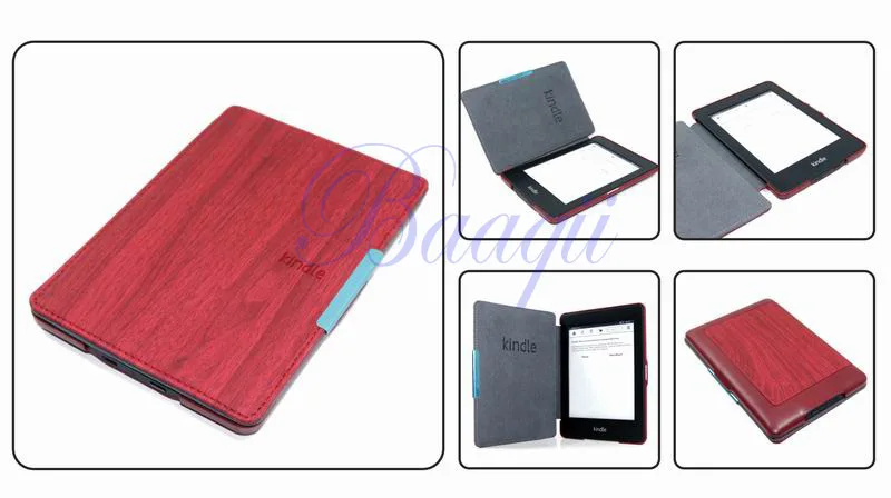 Красный деревянная модель магнитный авто сон тонкий чехол для Kindle Paperwhite