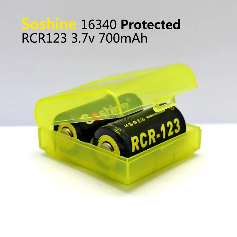 2 шт./лот Soshine 700 мАч 3 7 в Li Ion RCR123 защищенный 16340 Перезаряжаемые Батарея с