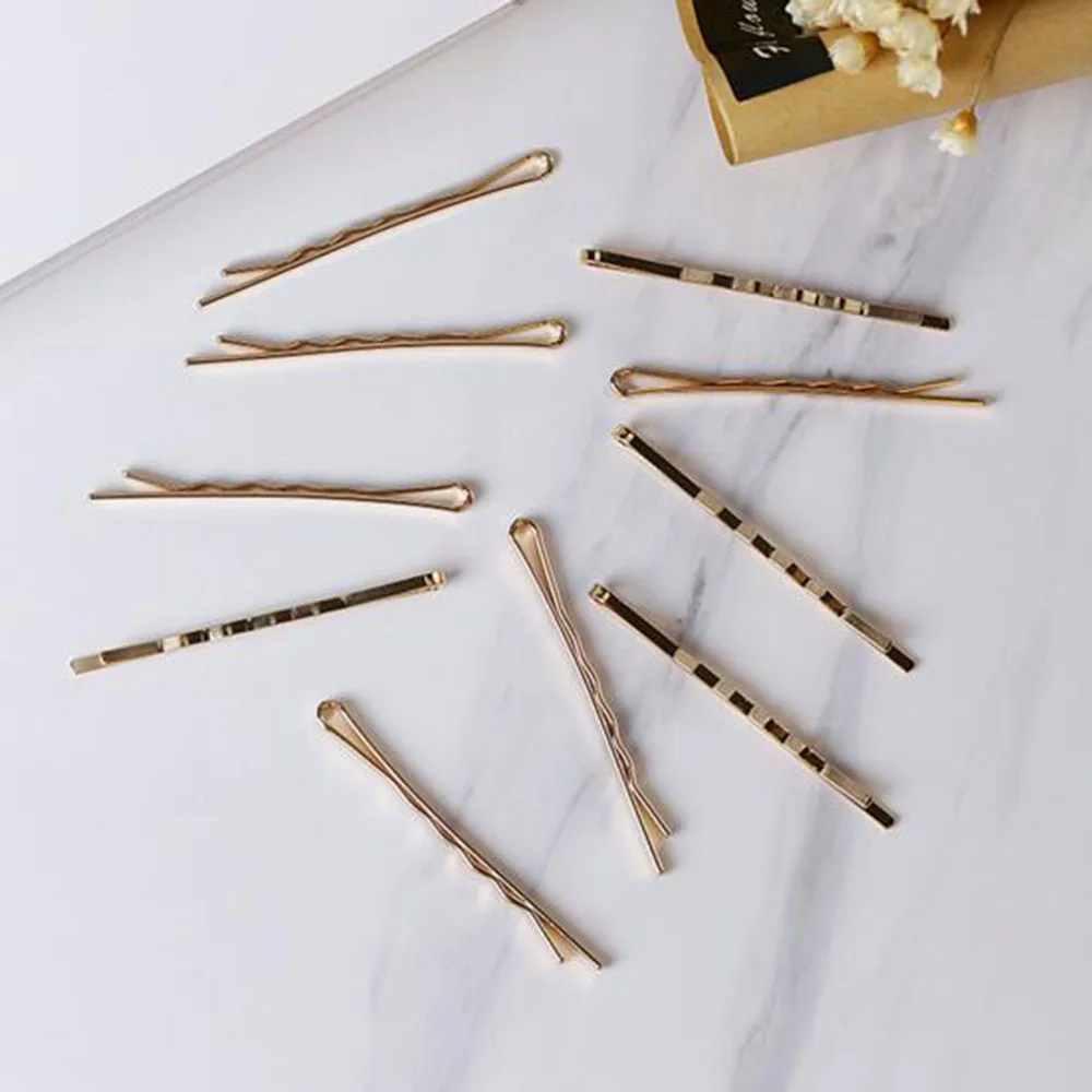 10 шт./партия женские заколки для волос золотые металлические волнистые