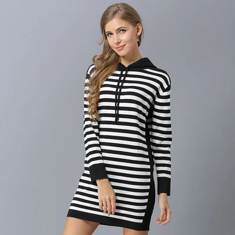 Summer Round Neck Short-sleeved Dress Black And White Striped Dresses Casual Elegant Straight Vestidos | Женская одежда