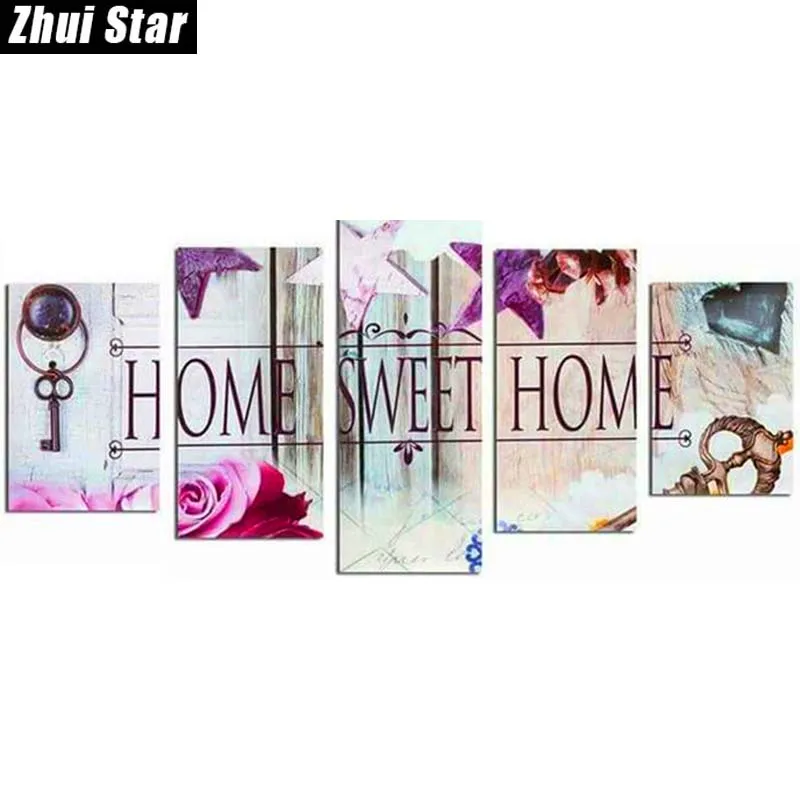 Zhui Star 5D DIY Full Square Diamond Painting &quotHome Sweet Home&quot Multi-picture Combination 3D Embroidery Mosaic Home Decor BK | Дом и