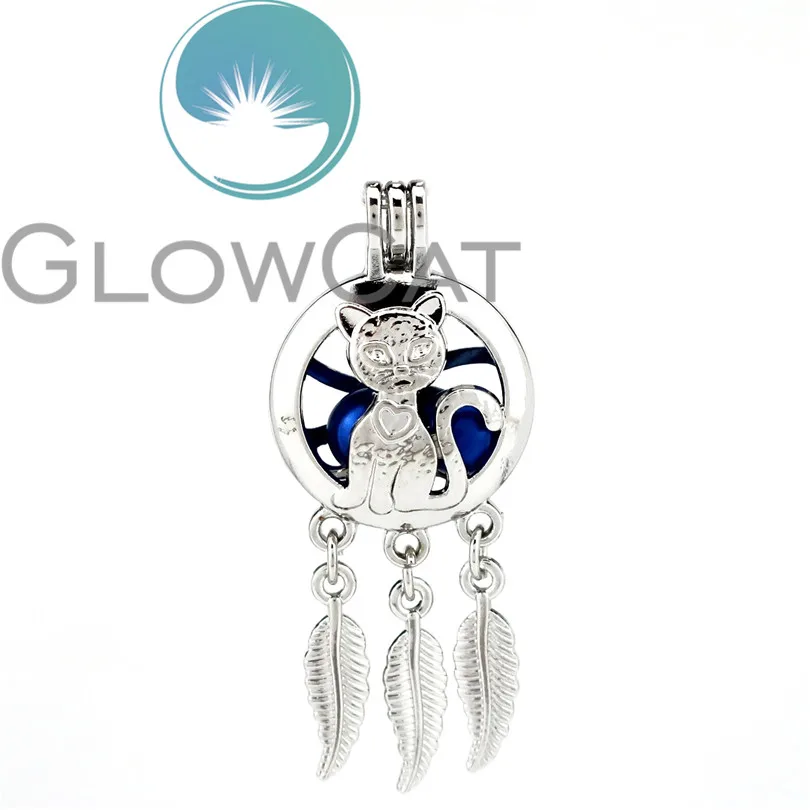 10X K783 Dream Catcher Elegant Cat Beads Cage Locket Pendant Essential Oil Diffuser Stone Pearl Jewelry Making | Украшения и