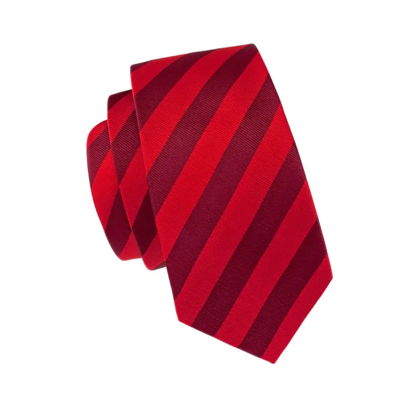 

LS-1475 Barry.Wang Classic Men`s Tie 100% Silk Red Striped Necktie Hanky Cufflink Set For Men`s Wedding Party Business