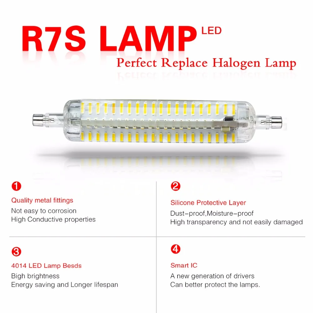 J78 J118 R7S СИД Диодная кукурузная лампа 7 Вт 15 76 152 SMD 4014 Высокий люмен без мерцания