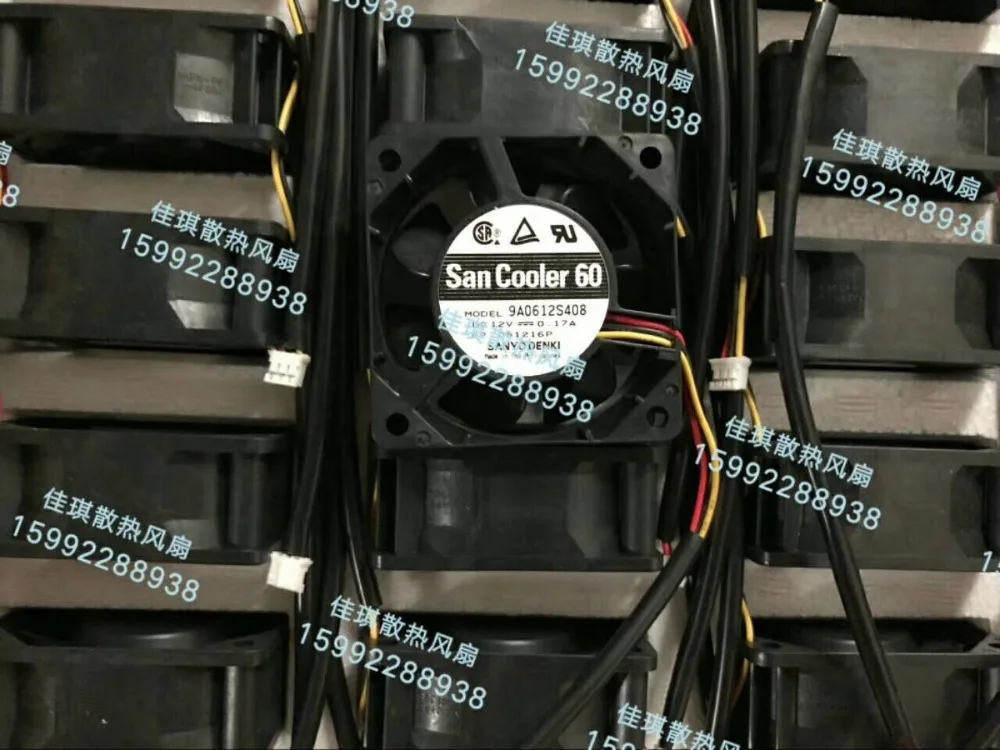 3-проводной Вентилятор охлаждения сервера Sanyo Denki 9A0612S408 DC 12 В 0.17A 60x60x25 мм |