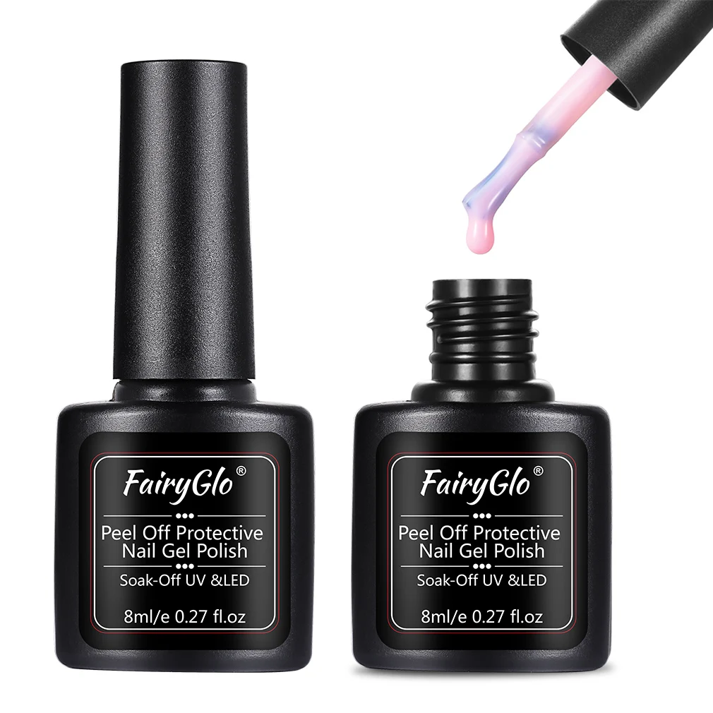 FairyGlo 8 мл Отшелушивающий защитный лак для ногтей, крем для пальцев, белый защищенный клей, легко Очищаемый, маникюрный лак для ногтей с кусачками
