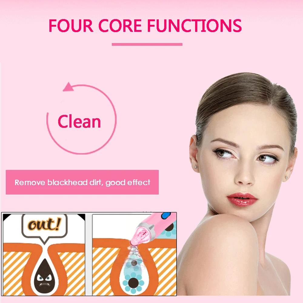 Электрический 3 вида цветов для чистки лица многофункциональный вакуумный отсос
