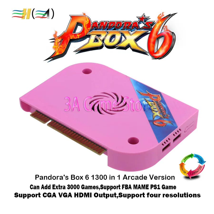 

4Pcs Pandora Box 6 1300 Jamma Board Arcade for Arcade Machine Support CRT CGA HDMI Can Download FBA MAME PS1 Game 3D Console