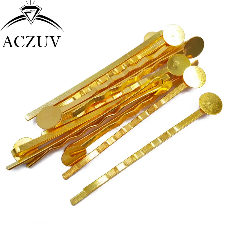 500 шт Позолоченные металлические заколки для волос с круглыми клеевыми