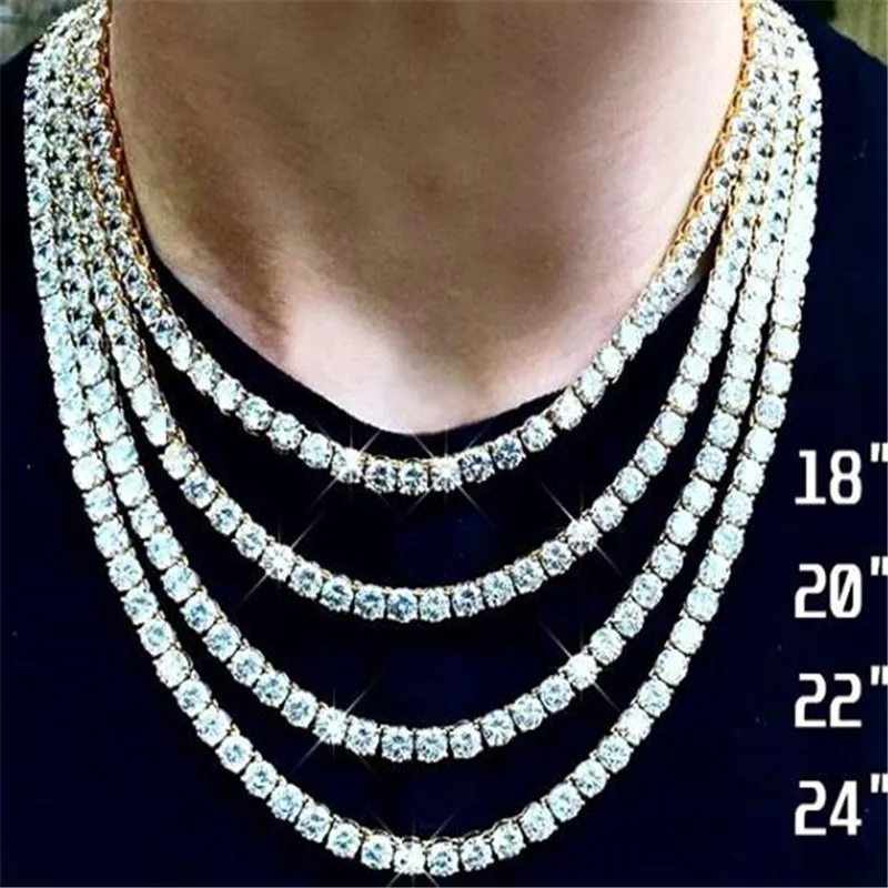 Мужское ожерелье s Iced Out 1 ряд Стразы колье Bling Crystal теннисная цепочка на шею для мужчин хип-хоп ювелирные изделия Прямая поставка