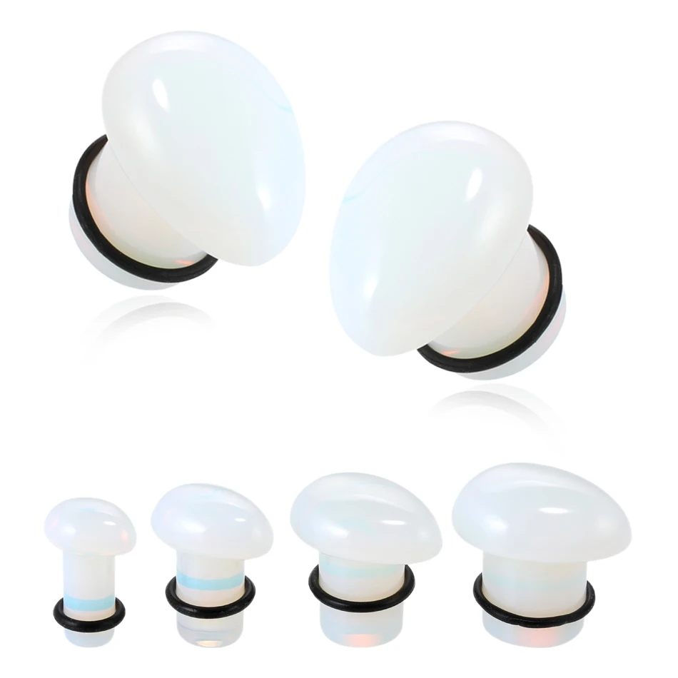 Серьги-туннели из натурального камня расширители для ушей с одним расклешенным