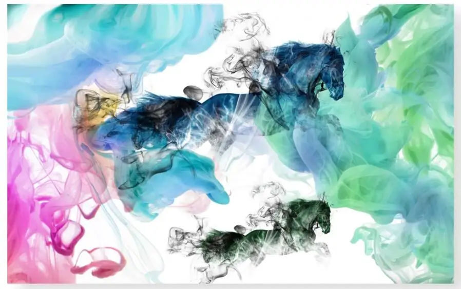 WDBH пользовательские фото 3d обои красочная лошадь бег ручная роспись маслом