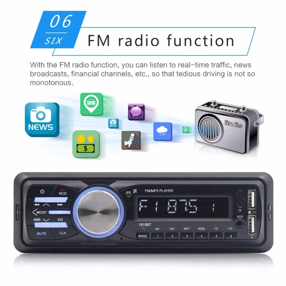 NoEnName_Null 1010BT Авто Радио стерео-плеер цифровой Bluetooth авто MP3 плеер FM Радио стерео аудио USB/SD mit в тире AUX