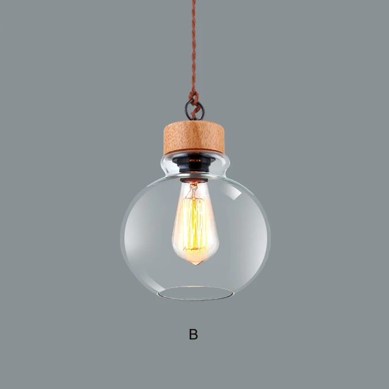 Современный деревянный узор DIY подвесной светильник с одной головкой E27