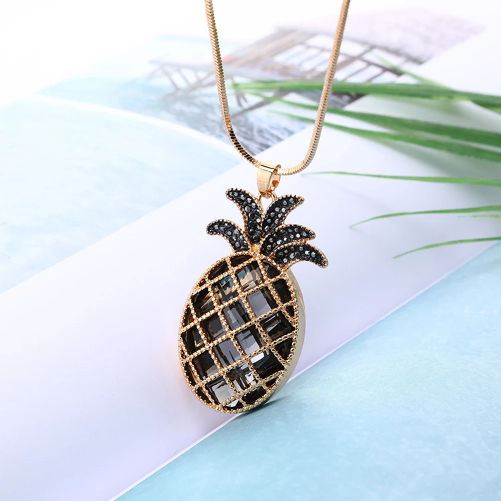 Ожерелье с подвеской в виде ананаса женское ожерелье из большого стеклянного