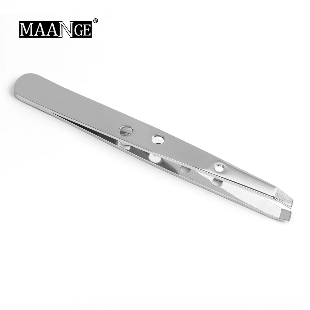 MAANGE New Stainless Steel Slant Eyebrow Tweezers Face Hair Removal Clip Makeup Tool Women Maquiagem | Красота и здоровье