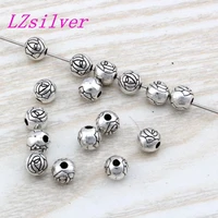 300pcs antique silver zinc alloy flower round spacer beads 6x5 5mm diy jewelry d24
