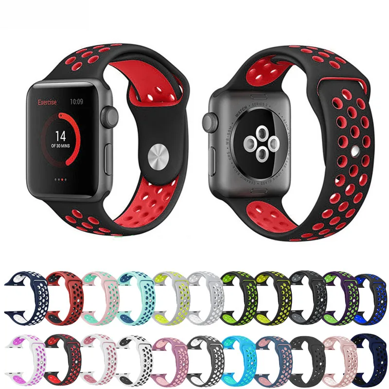 Сменный спортивный ремешок из мягкого силикона для Apple Watch Series 5 4 3 2 1 38/40/42/44 мм